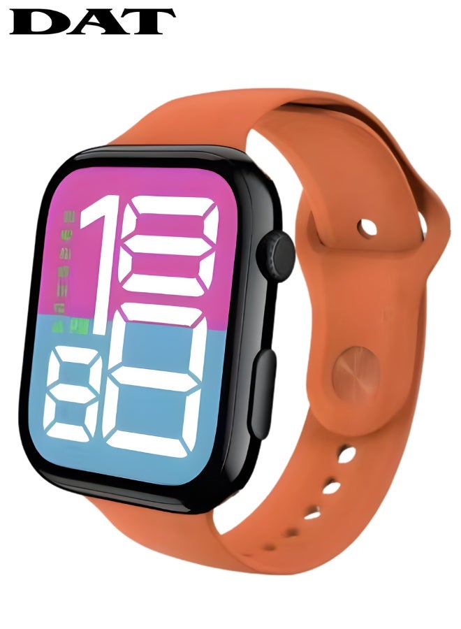 DAT Kids LED Digital Watch with Big Color Display, Soft Silicone Strap, Fun Multi-Color Bands, Adjustable Fit 159–230mm (Square 46×39.3mm) - Image 1